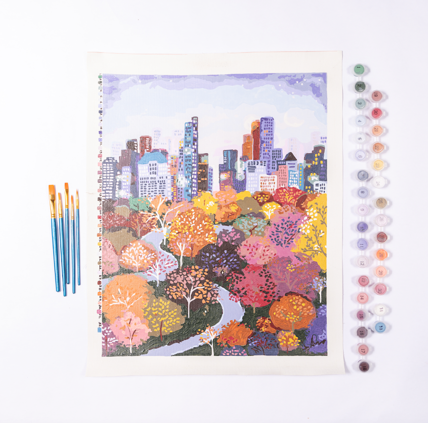 Central Park Winter by Joy Laforme Paint by Numbers Deluxe